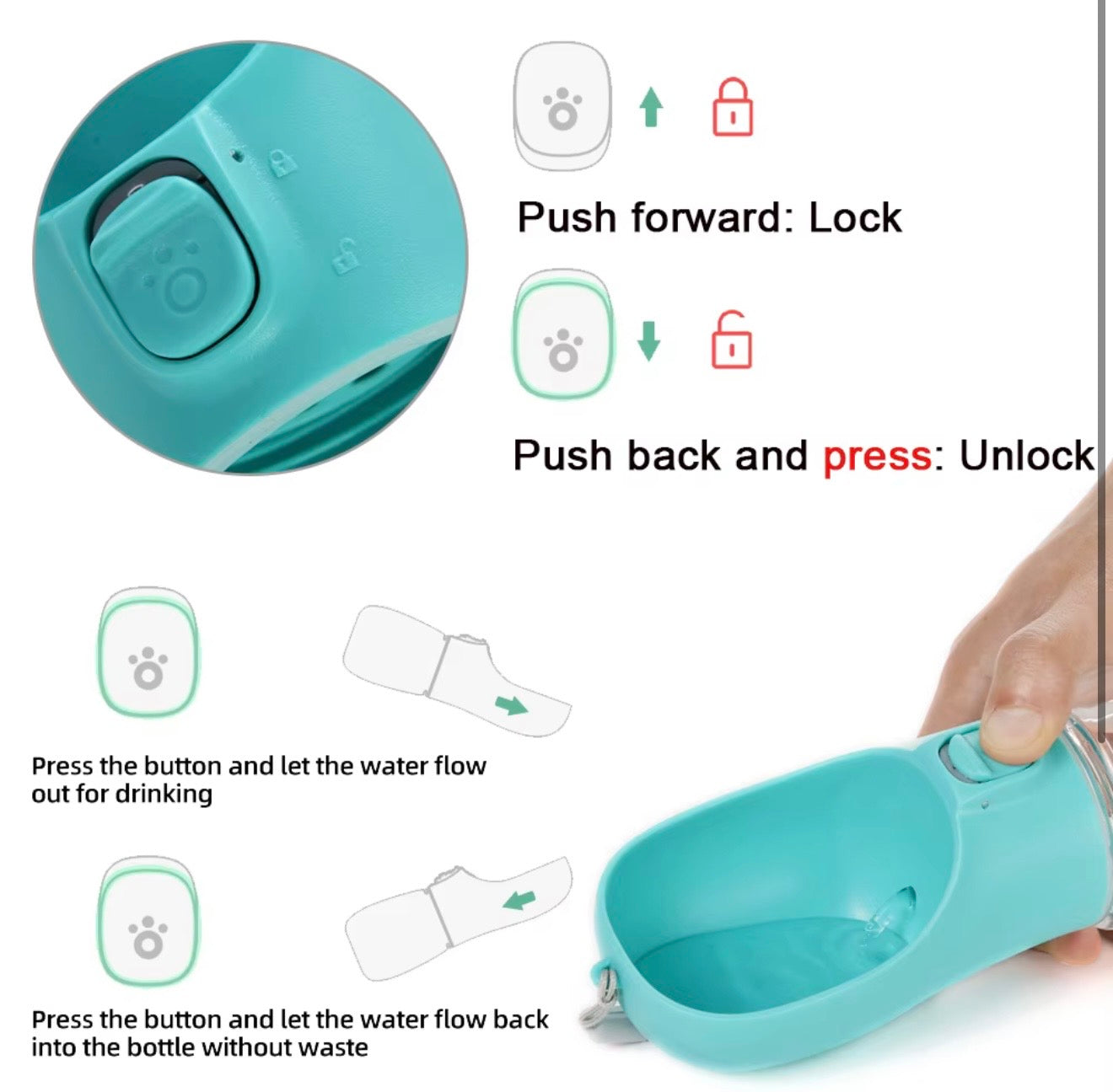 Portable Dog Water Bottle with Fold-Out Bowl