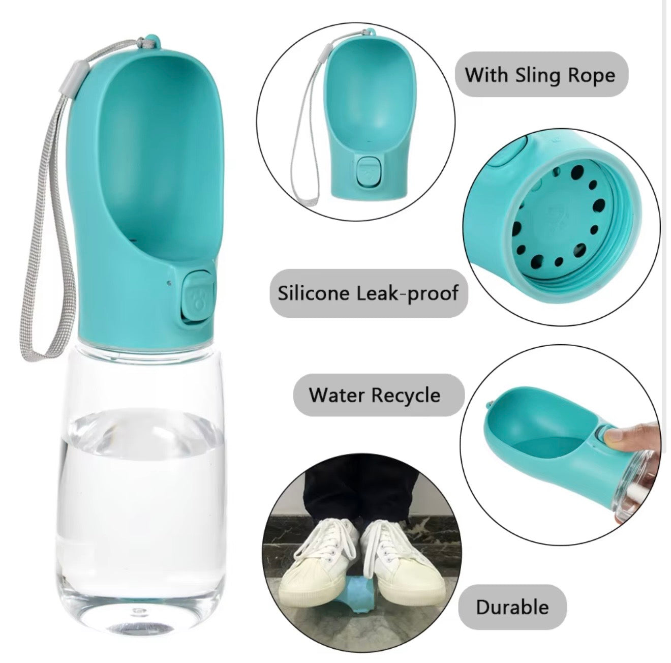 Portable Dog Water Bottle with Fold-Out Bowl