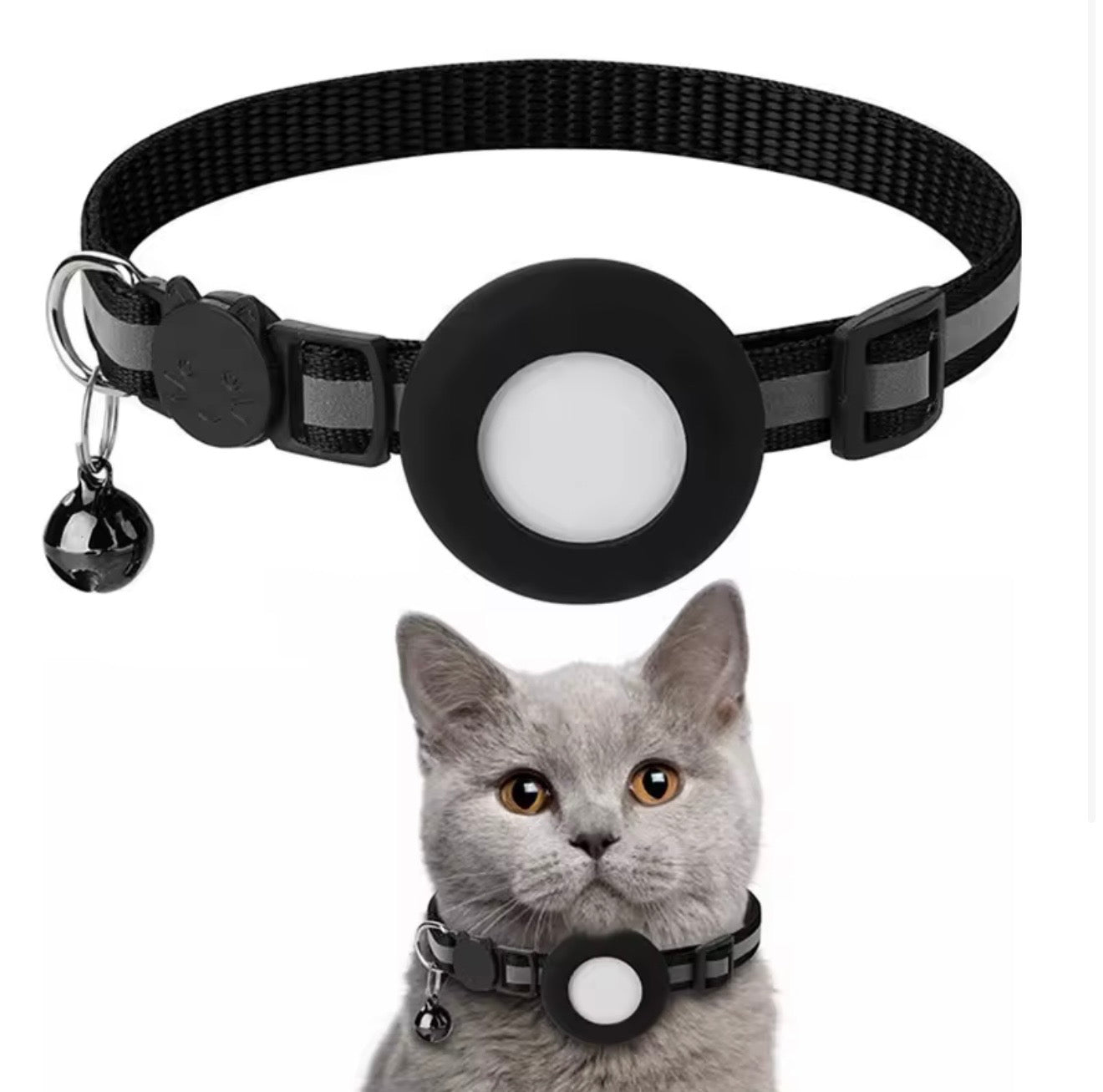 AirTag Cat Collar with Reflective Strip & Bell